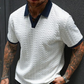 👕 50% RABATT NU! 👔 Herr casual texturerad top – kontrastkrage & stickad kvalitet – Mångsidig, lättskött & perfekt för kontoret eller lediga helger 🎩