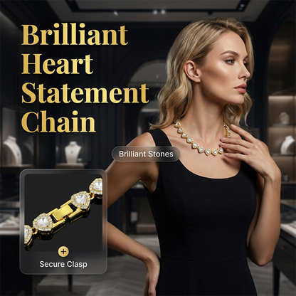 🥳 2026 Ny Stil 🥳💞 50K+ Sålda! 💥 50% RABATT! 🔥 Glänsande Hjärta Statement Kedjehalsband – Rhinösten, Guld/Silver, Justerbar Längd – Perfekt Present 💖