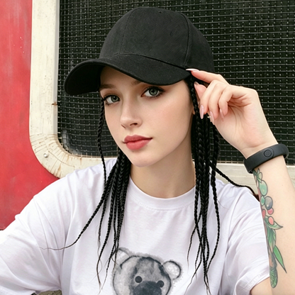 🧢 50% RABATT NU! 🌬️ Baseballkeps med Fästade Flätor – 2-i-1 Keps & Peruk, Realistisk Stil & Justerbar Passform ✨