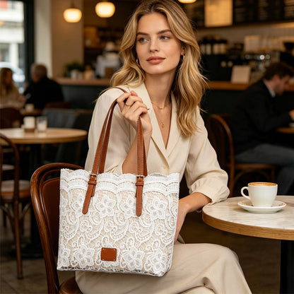 👜 50% RABATT NU! 🌸 Vintage Spets Axelsväska – Elegant Spets, Rymlig & Justerbar Rem – Perfekt För Bröllop, Vardag & Resor ✨