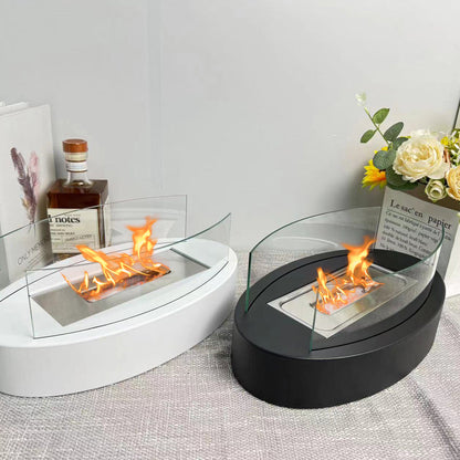 🔥✨ Rök- och Luktfri Kamin | Elegant Oval Glaskupol · Portabel och Lätt · Lättantändbart Bioetanol · Romantisk Atmosfär