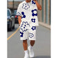 Unisex Blommigt T-shirt och Shorts Set