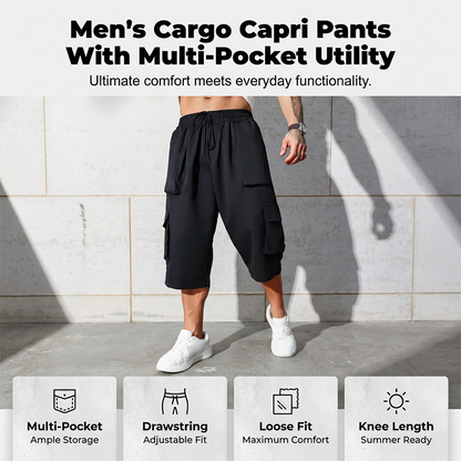 🩳 50% RABATT NU! 🔧 🌲 Casual cargo capri-shorts för herrar – Stora fickor & vida ben 🌲