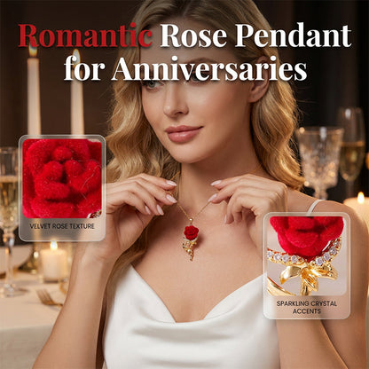 🌹 50% RABATT NU! 💎 Elegant Röd Ros Hänghalsband – Delikat Design, Hypoallergen & Perfekt för Vardagselegans eller Present ✨