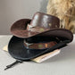 🤠 Vintage-cowboyhatt med bred brätte och rem