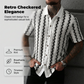 👕 50% RABATT! 🎨 Herr Kortärmad Retro Geometrisk Stickad Skjorta – Unikt Mönster, Mjuk Textur & Perfekt För En Personlig Sommarlook 🌞
