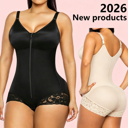 🖤 50% RABATT NU! ✨ Formande Bodysuit – Frontlås & 360° Magkontroll – Justerbara Axelband & Anti-Rull Silicone 👗