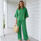 👚 50% RABATT NU! 👖 Kvinnors Ståkrage Topp & Vida Byxor Set – Vardagschic, Ansträngningslös Stil & Heldagskomfort 🌿