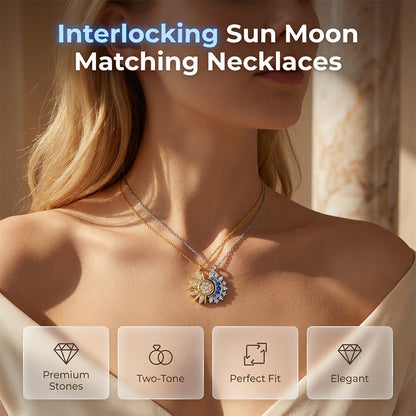Sol och Måne Hänge Halsband med Strass