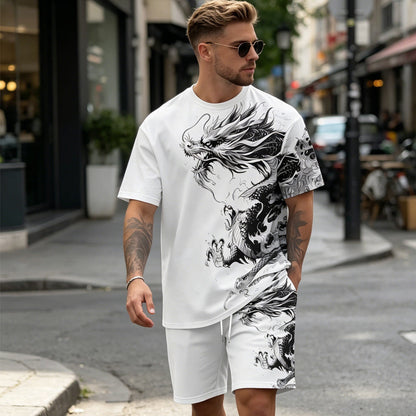 🔥50% RABATT!🔥 Herr set med tryckt T-shirt och shorts