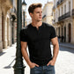 👕 50% RABATT NU! 💪 Herr Lätt Henley T-Shirt – Muskel Passform & Andningsbar – Fuktavledande & Klassisk Stil 🌿
