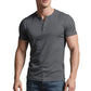👕 50% RABATT NU! 💪 Herr Lätt Henley T-Shirt – Muskel Passform & Andningsbar – Fuktavledande & Klassisk Stil 🌿