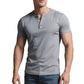👕 50% RABATT NU! 💪 Herr Lätt Henley T-Shirt – Muskel Passform & Andningsbar – Fuktavledande & Klassisk Stil 🌿