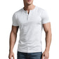 👕 50% RABATT NU! 💪 Herr Lätt Henley T-Shirt – Muskel Passform & Andningsbar – Fuktavledande & Klassisk Stil 🌿