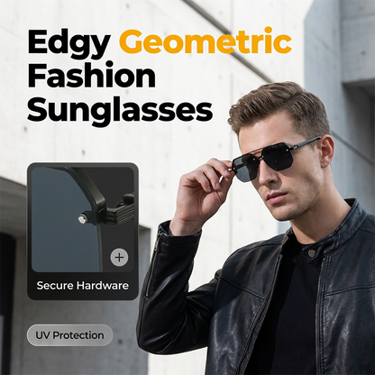 📢📢50% RABATT NU!! ⏰Snygga herrsolglasögon med geometrisk polygonform