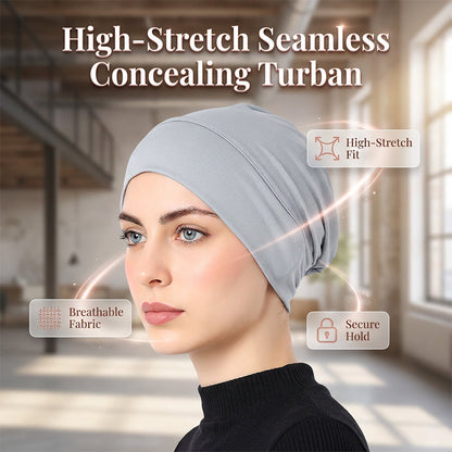 👒 Köp 1 få 1 GRATIS!🌸 Mjuk Stretch Turban Mössa – Mjölksilke Tyg & Anti-Halk Passform – Hår Volym Döljare – Multi-Använd Under Sjaal 🧣