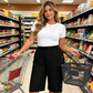 👖50 % RABATT NU! 🌸Bekväma capribyxor för dam med elastisk midja