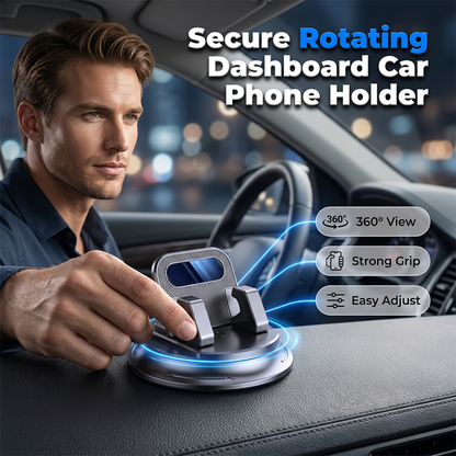 🚗 50% RABATT NU!📱 Roterande Instrumentbräda Biltelefonhållare – 360° Justerbar & Halkfri – Hands-Free Telefonfäste 🛡️