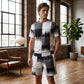 ⏰🔥BEGRÄNSAD TID: 50 % RABATT! 👕🩳 Set med T-shirt och shorts för män med abstrakt tryck – snyggt, bekvämt och perfekt för sommaren ✨☀️