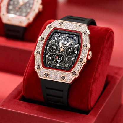 ⌚Limiterad Upplaga – 50% RABATT! ✨ Herr Lyx Tunnformad Klocka med Strass-dekorationer