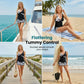 🌴 50% RABATT NU!🌺 Tropical Print High Waist Tankini & Shorts Set – Smickrande Täckning & Chic Resort Stil 👙