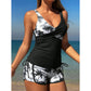 🌴 50% RABATT NU!🌺 Tropical Print High Waist Tankini & Shorts Set – Smickrande Täckning & Chic Resort Stil 👙