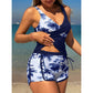 🌴 50% RABATT NU!🌺 Tropical Print High Waist Tankini & Shorts Set – Smickrande Täckning & Chic Resort Stil 👙