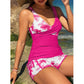 🌴 50% RABATT NU!🌺 Tropical Print High Waist Tankini & Shorts Set – Smickrande Täckning & Chic Resort Stil 👙