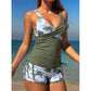 🌴 50% RABATT NU!🌺 Tropical Print High Waist Tankini & Shorts Set – Smickrande Täckning & Chic Resort Stil 👙