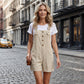 ✨ Retro Enfärgad Overall – Justerbara Axelband, Stora Fickor & Avslappnad Passform – Sommar Casual Essential 🍂