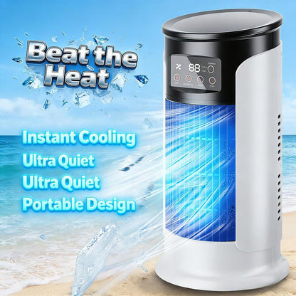 🌀 50% RABATT NU! 💨 USB Skrivbordsfläkt med Luftkylare – 3 hastigheter, tyst drift & energisparande – personlig kylning för skrivbord, sängbord eller resor 🔌