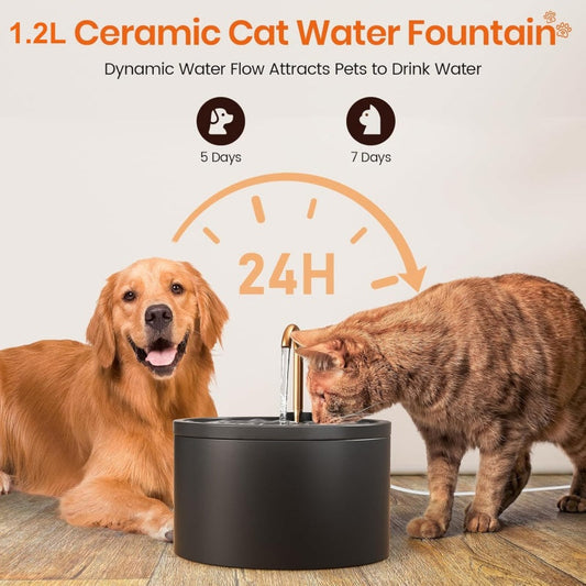 🔥 50% RABATT på utvalda produkter🐱 💧 Keramisk vattenfontän för husdjur med kran – fräscht vatten hela dagen