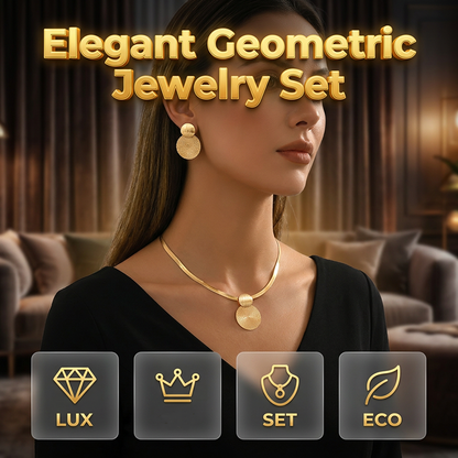 ✨ 50% RABATT NU! 💎 Modern Geometriskt Smyckesset – Guldpläterat, Lättvikts Platt Ormkedja & Matchande Örhängen – Chic & Elegant För Kvällsevenemang 🎁