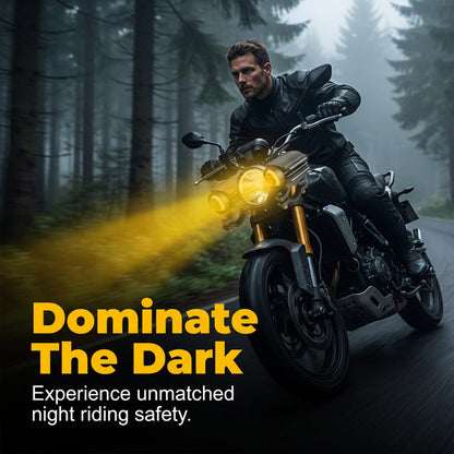 🔥50% RABATT NU!🔥 Universell Motorcykel LED-strålkastare Dubbelkärgad Hjälpkörningslampa