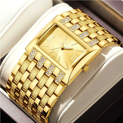 ⌚ TIDSBEGRÄNSAT 50% RABATT! 💥 Elegant damklocka med fyrkantig urtavla – Diamantbesatt, kvartsur, mångsidigt ✨