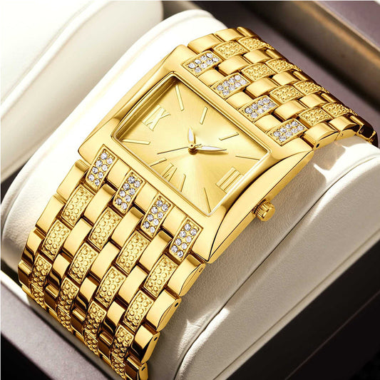 ⌚ TIDSBEGRÄNSAT 50% RABATT! 💥 Elegant damklocka med fyrkantig urtavla – Diamantbesatt, kvartsur, mångsidigt ✨