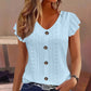 👚 50% RABATT NU! 🌸 Damernas Sommar V-ringad Broderad Top – Jacquardtyg & Ruffelärmar – Andningsbar Elegans ☀️