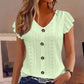 👚 50% RABATT NU! 🌸 Damernas Sommar V-ringad Broderad Top – Jacquardtyg & Ruffelärmar – Andningsbar Elegans ☀️