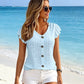 👚 50% RABATT NU! 🌸 Damernas Sommar V-ringad Broderad Top – Jacquardtyg & Ruffelärmar – Andningsbar Elegans ☀️