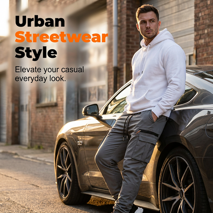Casual-joggingsbyxor med flera fickor för män