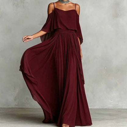 👗 60% RABATT! 💃 Cold shoulder maxiklänning – Elegant & flödande design – Framhäver axlarna, smickrande passform & mjukt fall – perfekt för fest, bröllop eller varma sommarkvällar 🌿✨