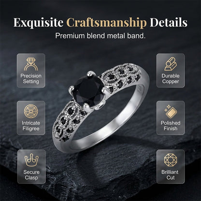 Women's Vintage Black Zircon Ring