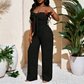 👗 50 % RABATT UNDER BEGRÄNSAD TID! 💥 Strapless jumpsuit för dam med hög midja och vida ben – bustier-överdel, rosettdetalj, strukturerad ✨
