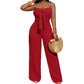 👗 50 % RABATT UNDER BEGRÄNSAD TID! 💥 Strapless jumpsuit för dam med hög midja och vida ben – bustier-överdel, rosettdetalj, strukturerad ✨