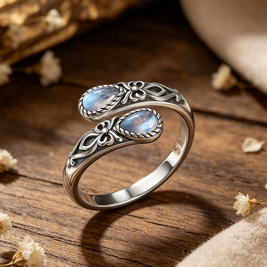 ⏳Tidsbegränsad 50% rabatt⏰Vintage Justerbar Öppen Ring med Tårdroppsformad Glödande Zirkon💧💍