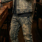🏆SISTA DAGEN 50% REA🔥Herr Slim Fit Slitna Jeans✈Fri frakt🚀