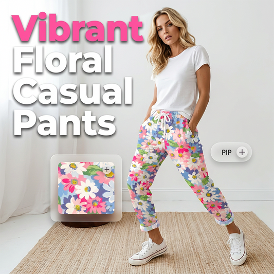 🔥 SOMMARDEAL – 50% RABATT 🌸 Damen byxor med floral design 🌿 Justerbar midja, bekväm passform & naturlig elegans ✨