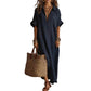 👗50% RABATT!🌸Minimalistisk enfärgad maxiklänning för kvinnor