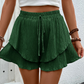💃 Dam flödande shorts med volang-lager – kjol-liknande utseende med shorts-trygghet, resår med dragsko & andningsbart tyg, perfekt för varma dagar & strandpromenader 🏖️