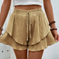 💃 Dam flödande shorts med volang-lager – kjol-liknande utseende med shorts-trygghet, resår med dragsko & andningsbart tyg, perfekt för varma dagar & strandpromenader 🏖️